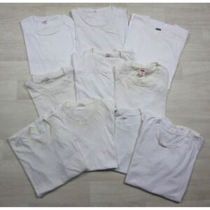 Vintage Blank White Shirt (L) Single Stitch Distressed Lot 10 70s 80s Hanes USA